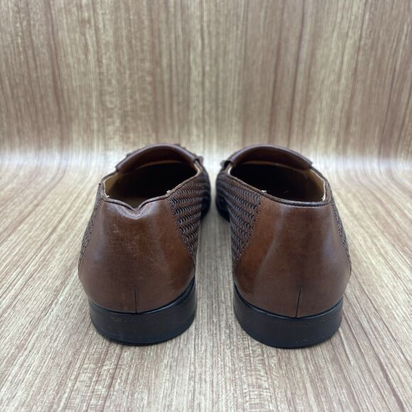 Mezlan COZUMEL Cognac Brown Tassel Woven Men's Size 9 M Dress Shoe Loafer - Picture 2 of 9